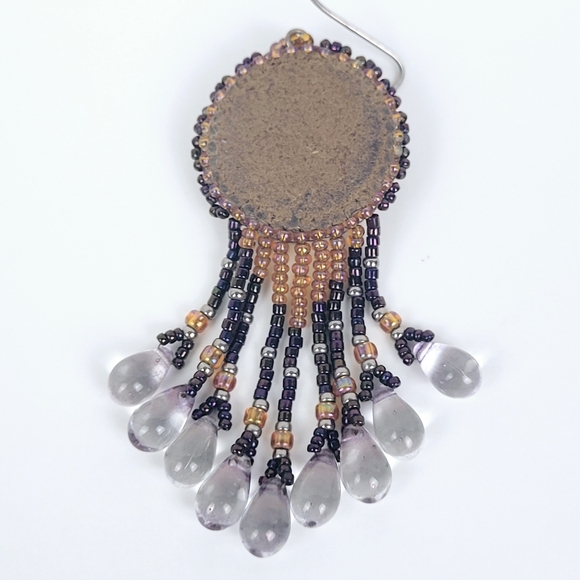 Vtg Dragonfly Earrings~Dangle Beaded~Teardrop~Leather Back~Handmade~Southwestern - Picture 9 of 14